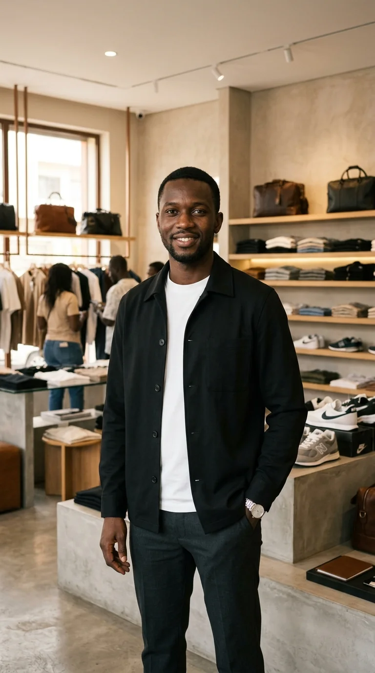 Moussa, commerçant, dans sa boutique de Dakar